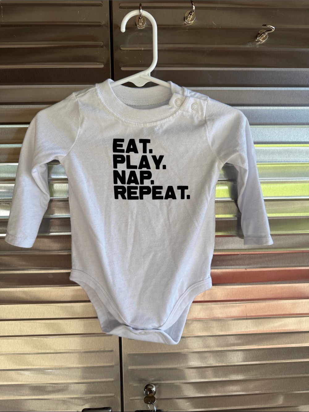 Garanimals 6-9M White Long-Sleeve One-Piece Bodysuit with Playful Slogan